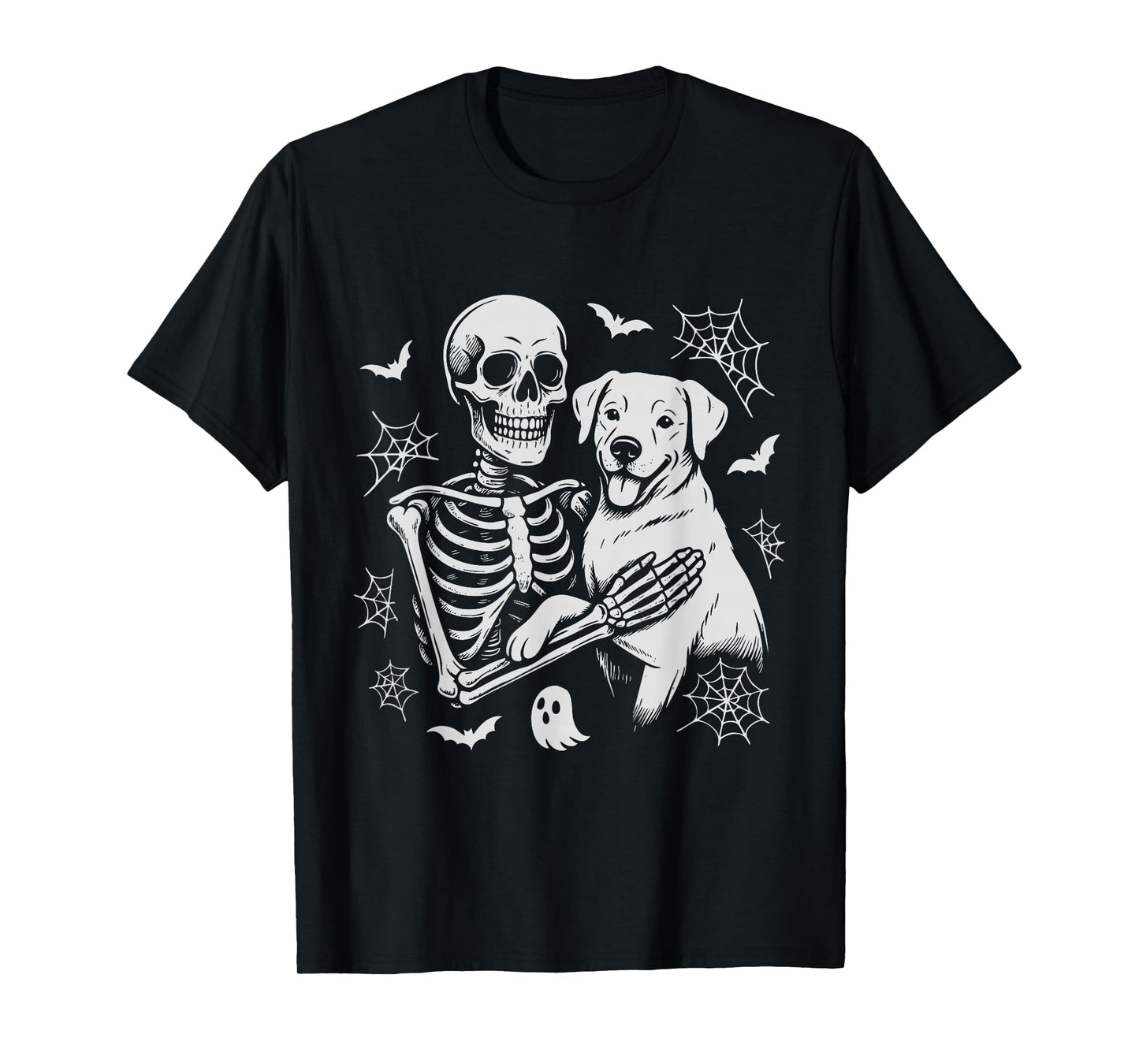 Skeleton Hugging Labrador Halloween T-Shirt
