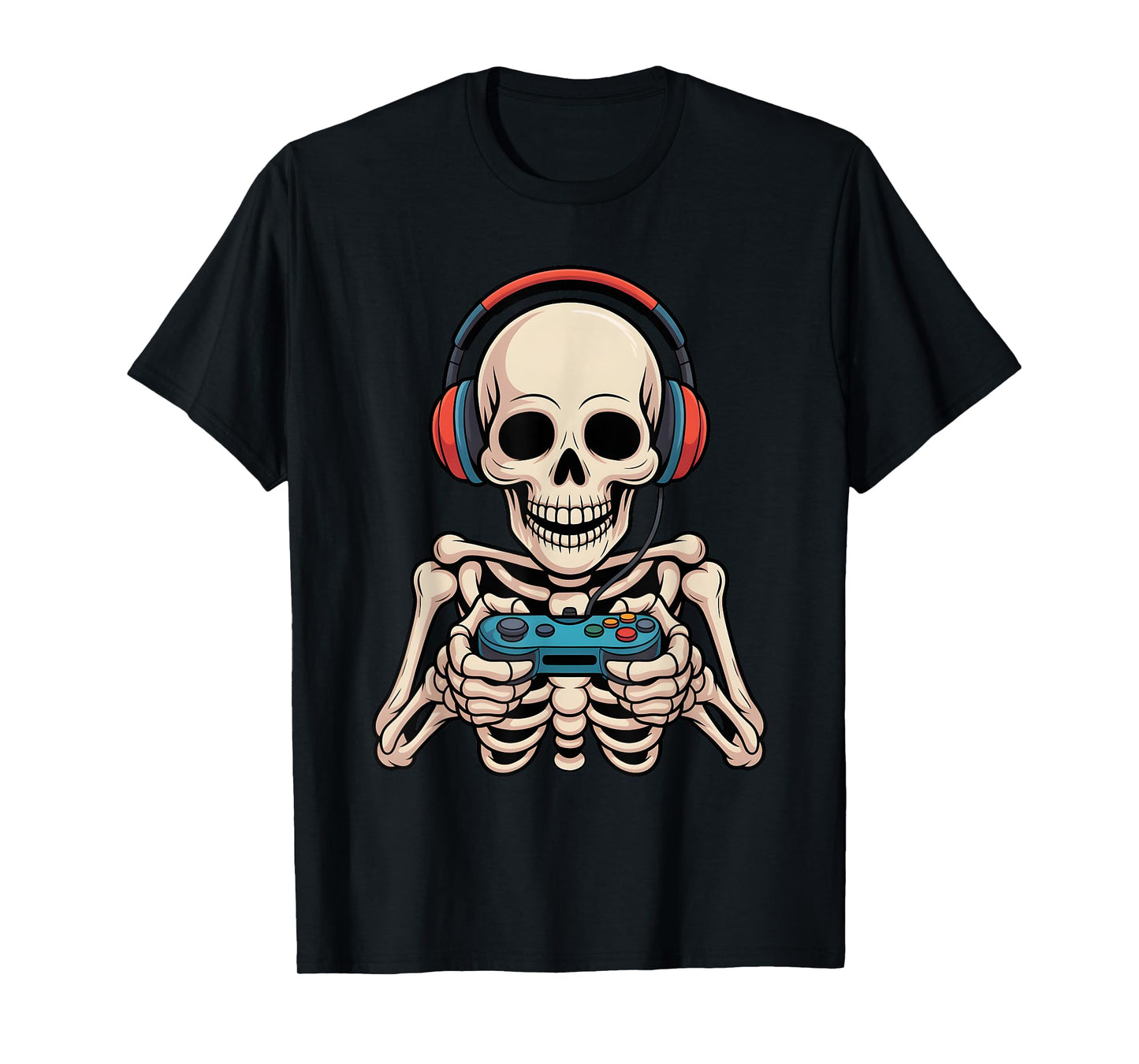 Skeleton Gamer Headphone Funny Halloween Gaming Boys Kids T-Shirt