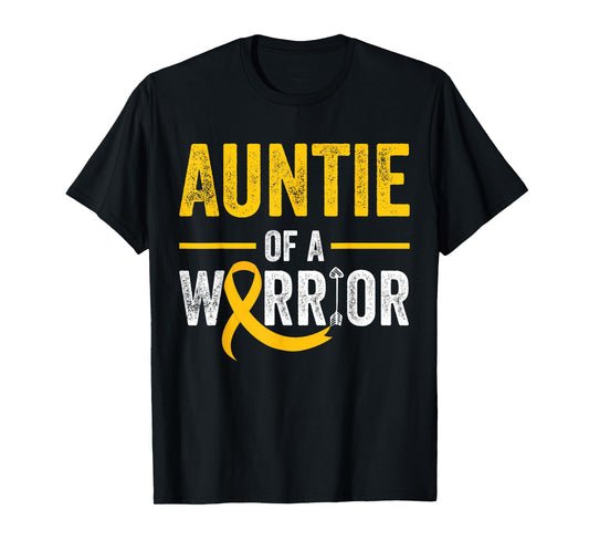 Auntie Of A Warrior Childhood September Cancer Awareness T-Shirt