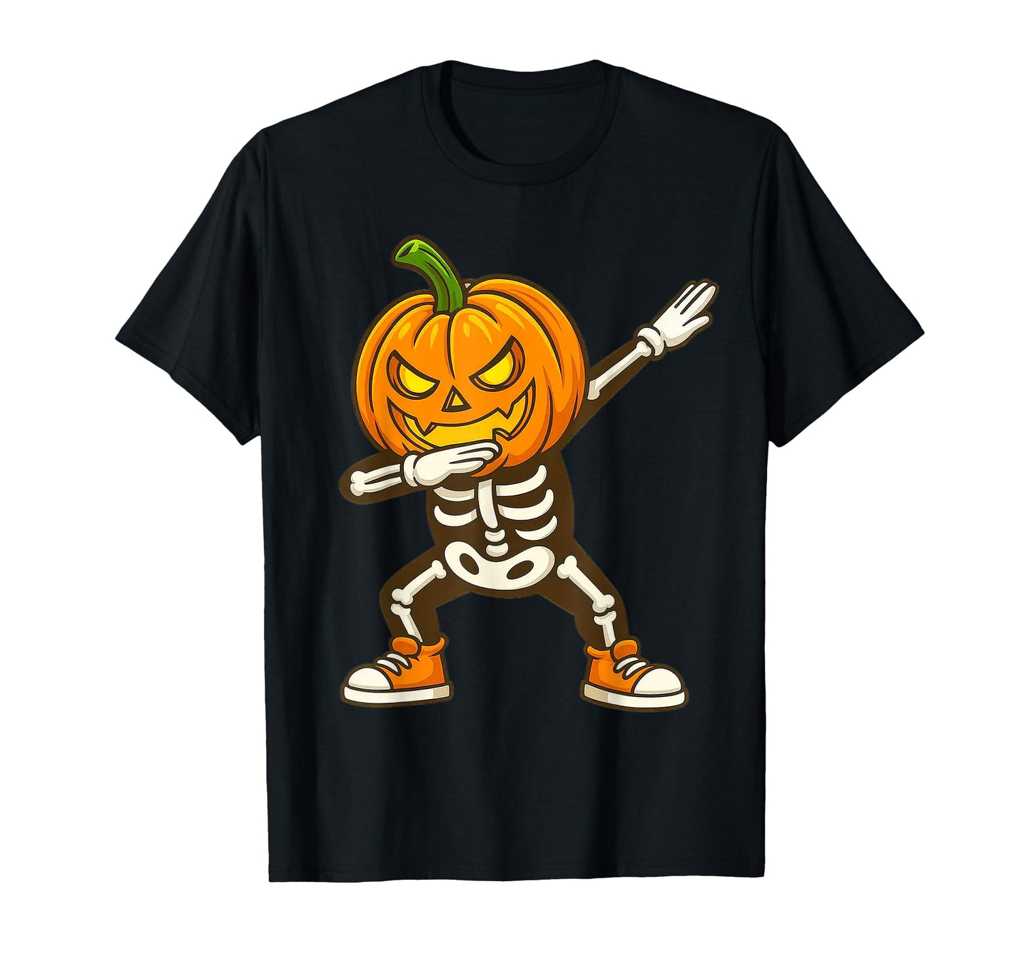 Funny Pumpkin Skeleton Dabbing Cute Jack-o'-Lantern Dab Pose T-Shirt