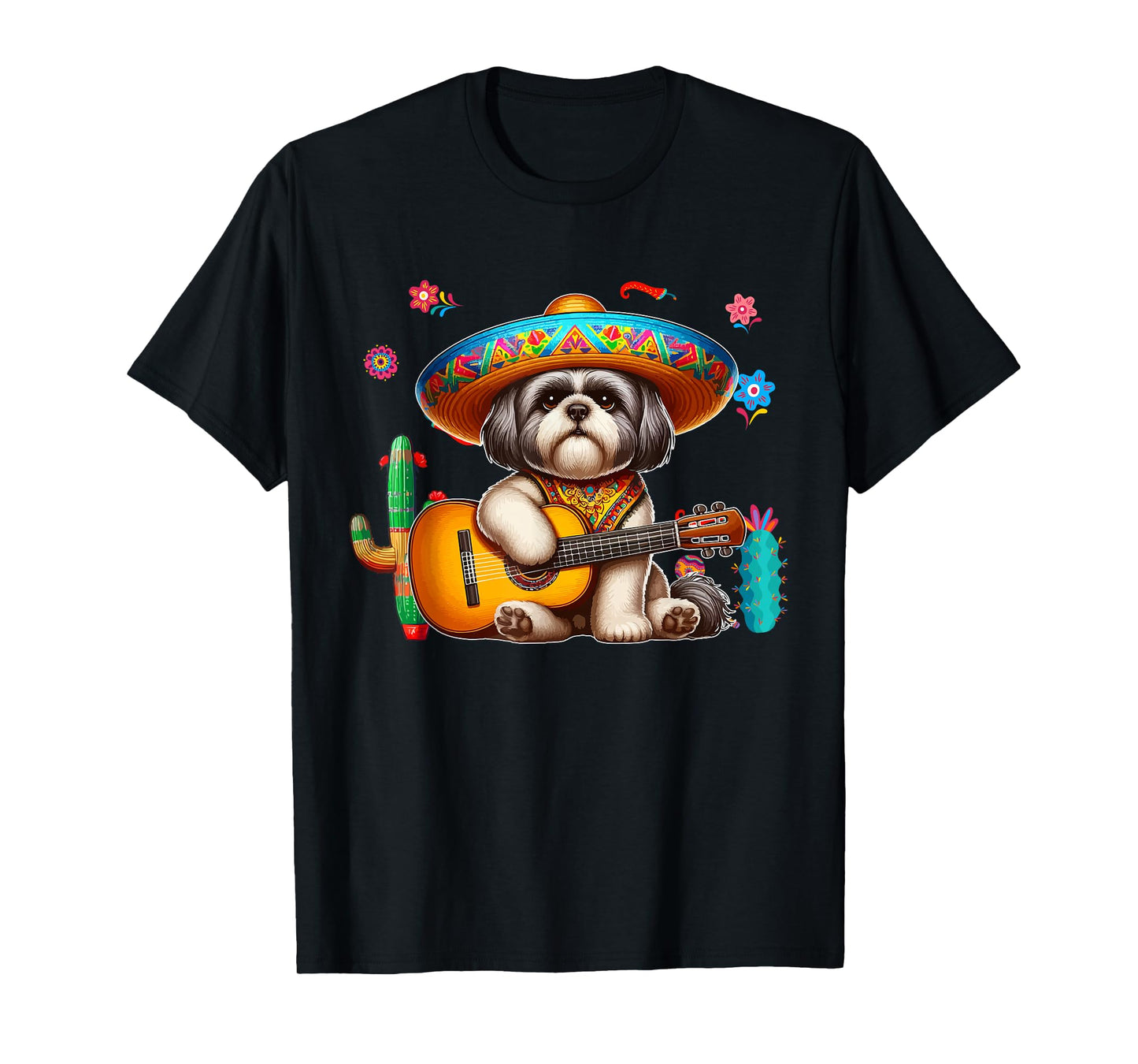 Shih Tzu Sombrero Mexican Guitar Cinco De Mayo Owner T-Shirt