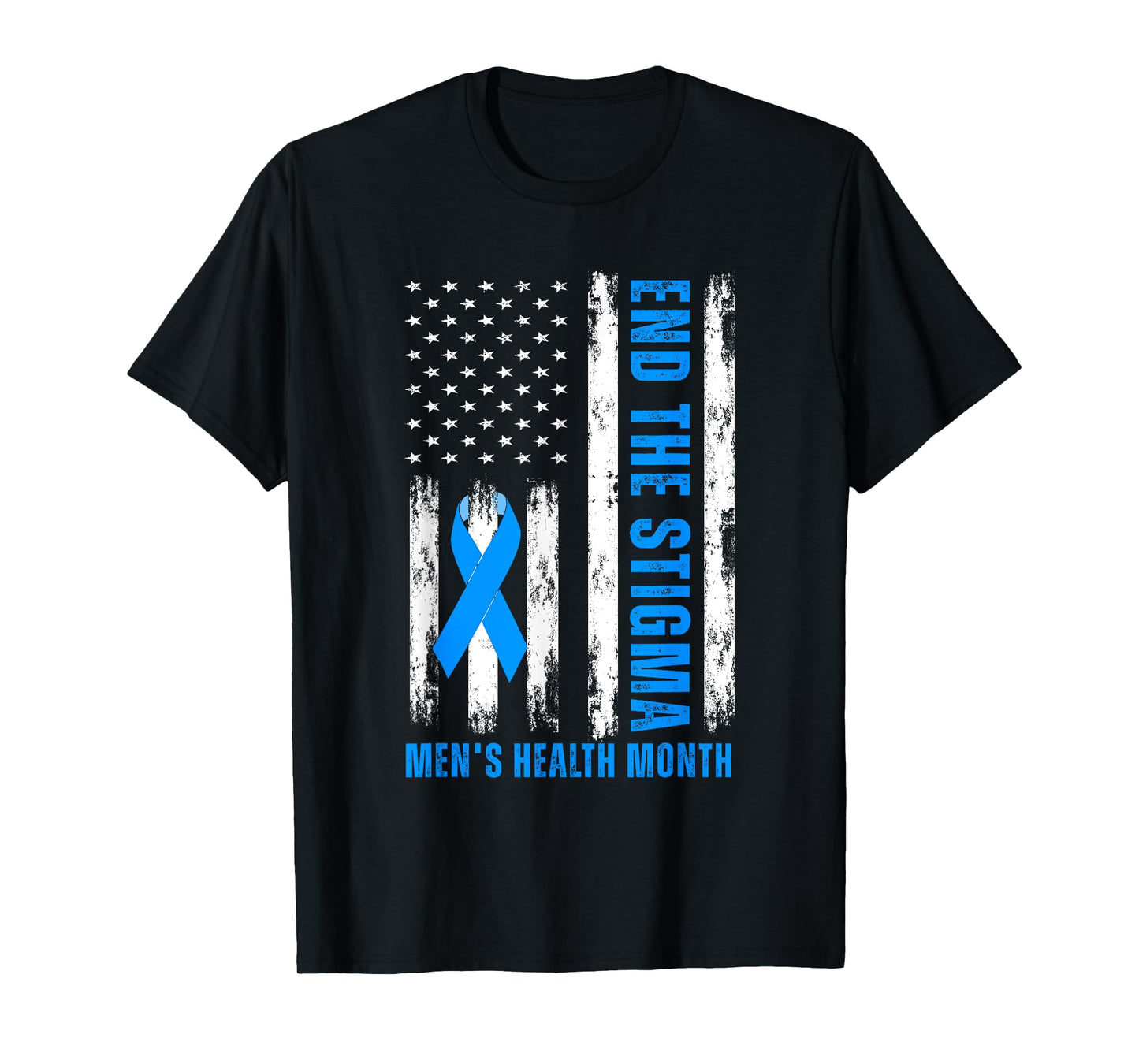 End The Stigma USA Flag Men’s Health Month Awareness Ribbon T-Shirt