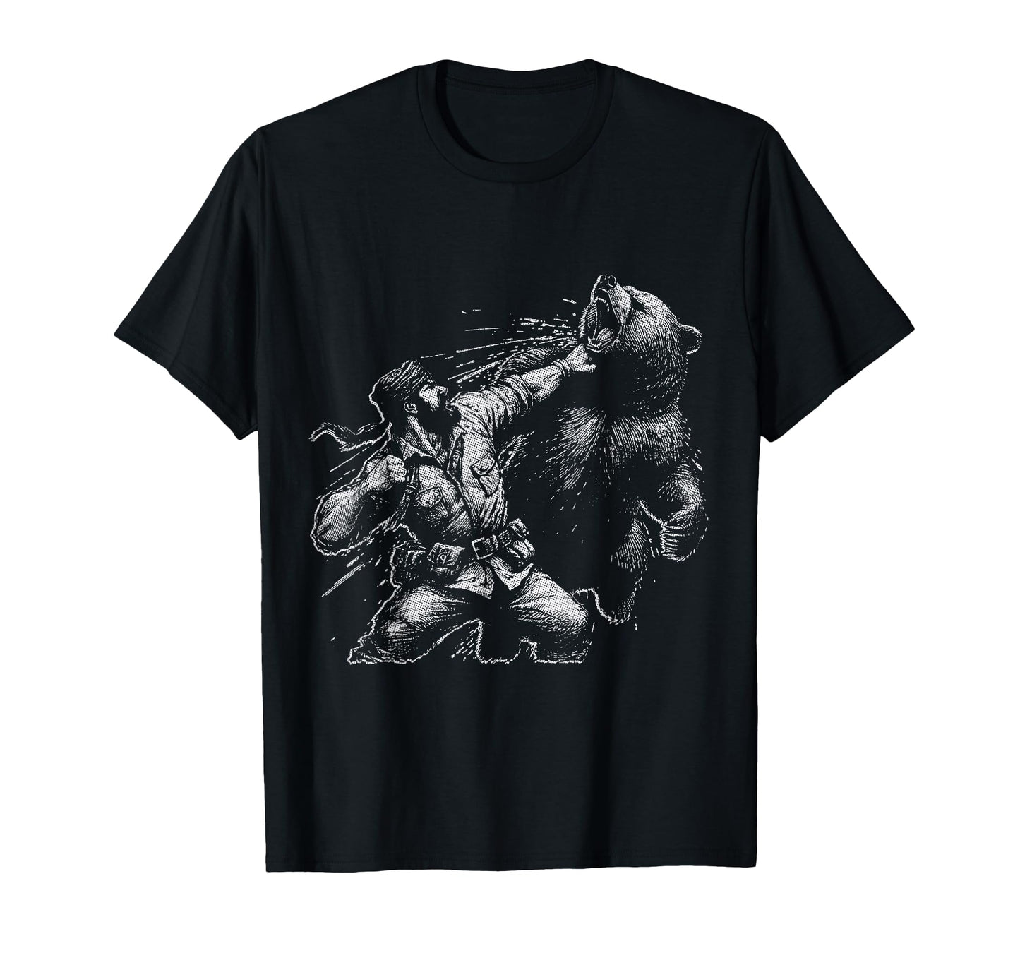 Bear Funny Man Punching Bear Retro Vintage Hunting Camping T-Shirt