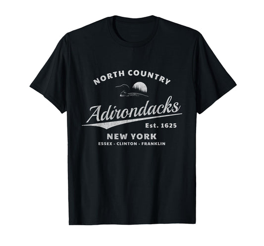 Adirondacks New York - Loon in Mountain Sunset - Throwback T-Shirt