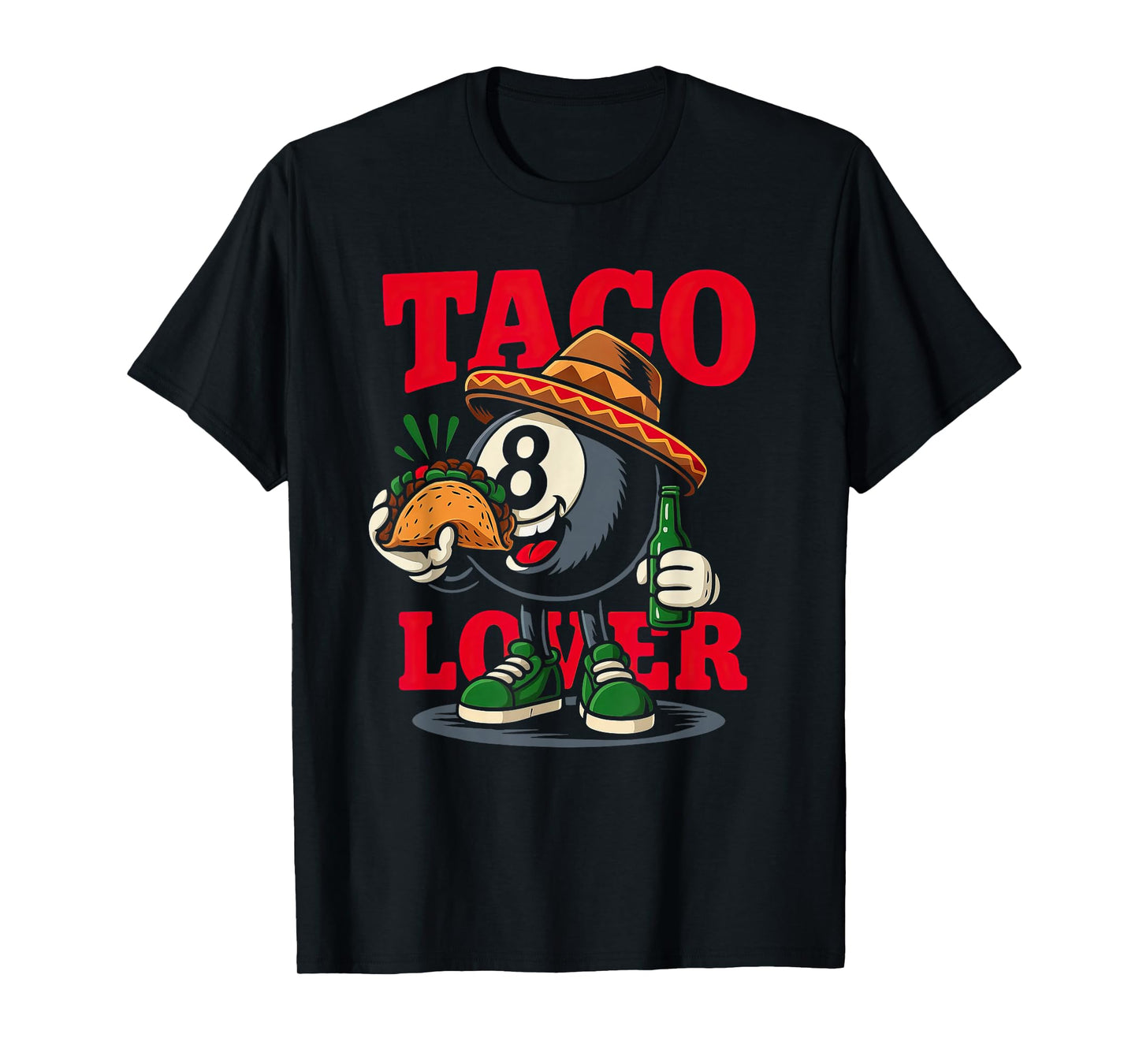 Pool Billards Taco Lover Cartoon T-Shirt