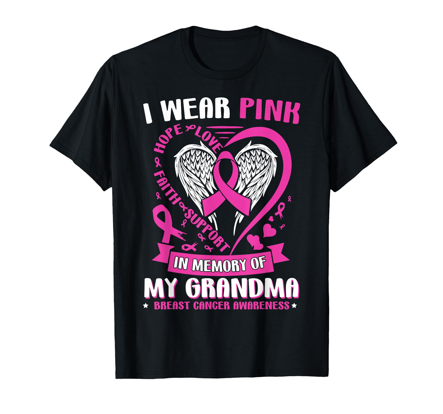 I Wear Pink in Memory of My Grandma Breast Cancer Awareness T-Shirt