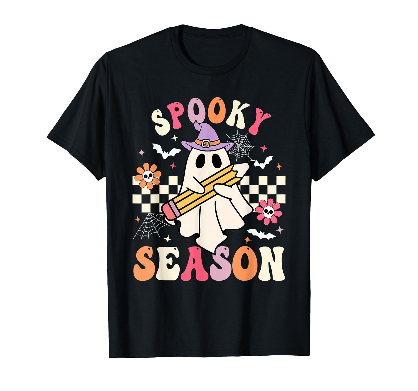 Spooky Season Retro Happy Halloween Ghost Women Toddler Girl T-Shirt