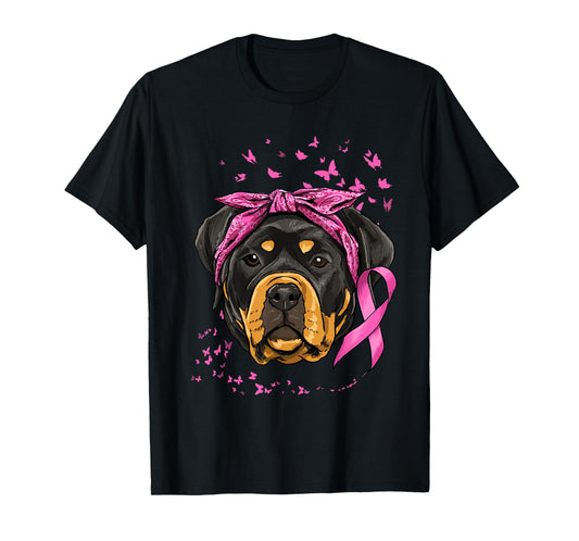 Rottweiler Pink Ribbon Breast Cancer Awareness Survivor T-Shirt