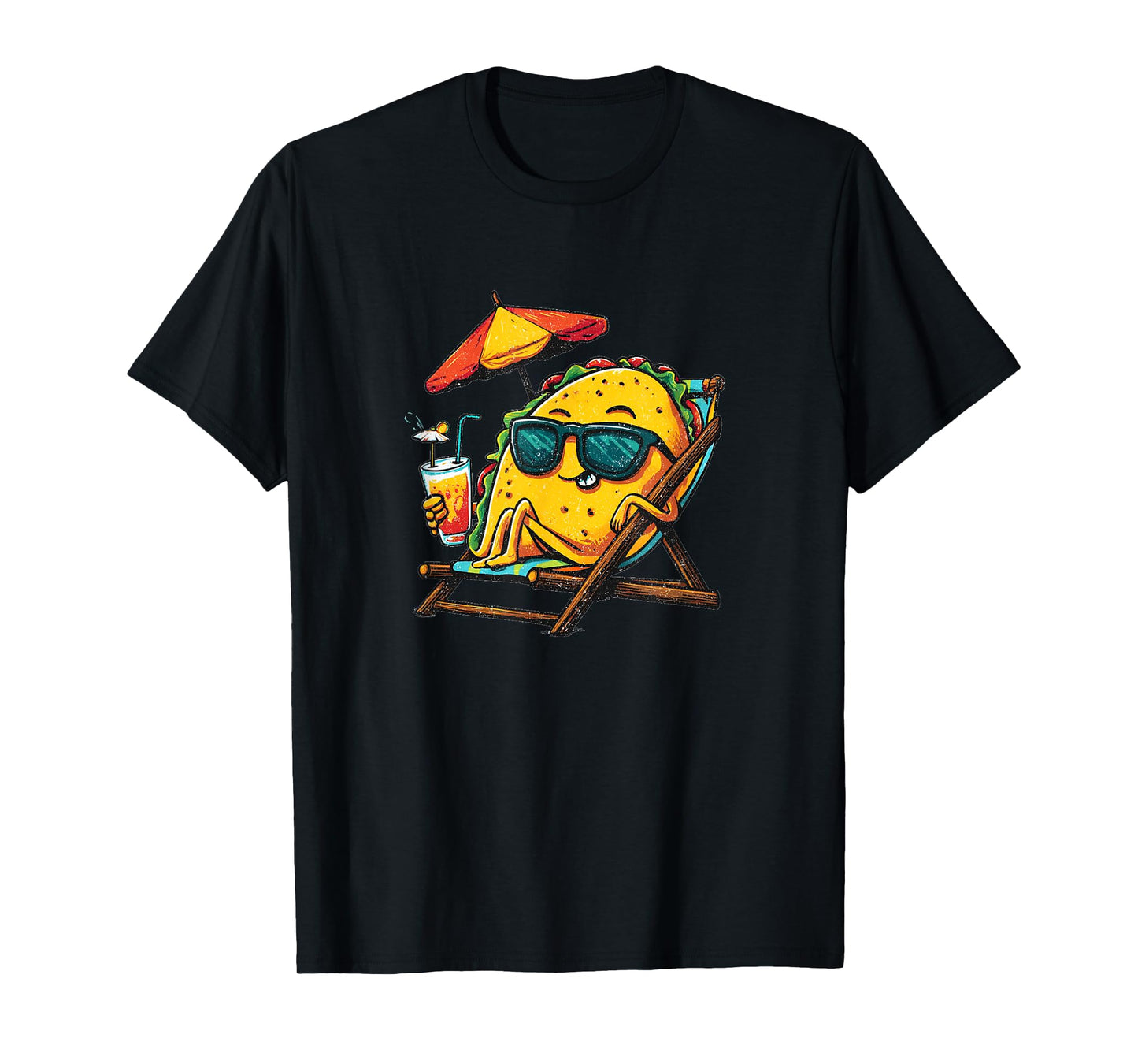 Funny Taco in Beach Chair for Vacation Tacos Lovers T-Shirt