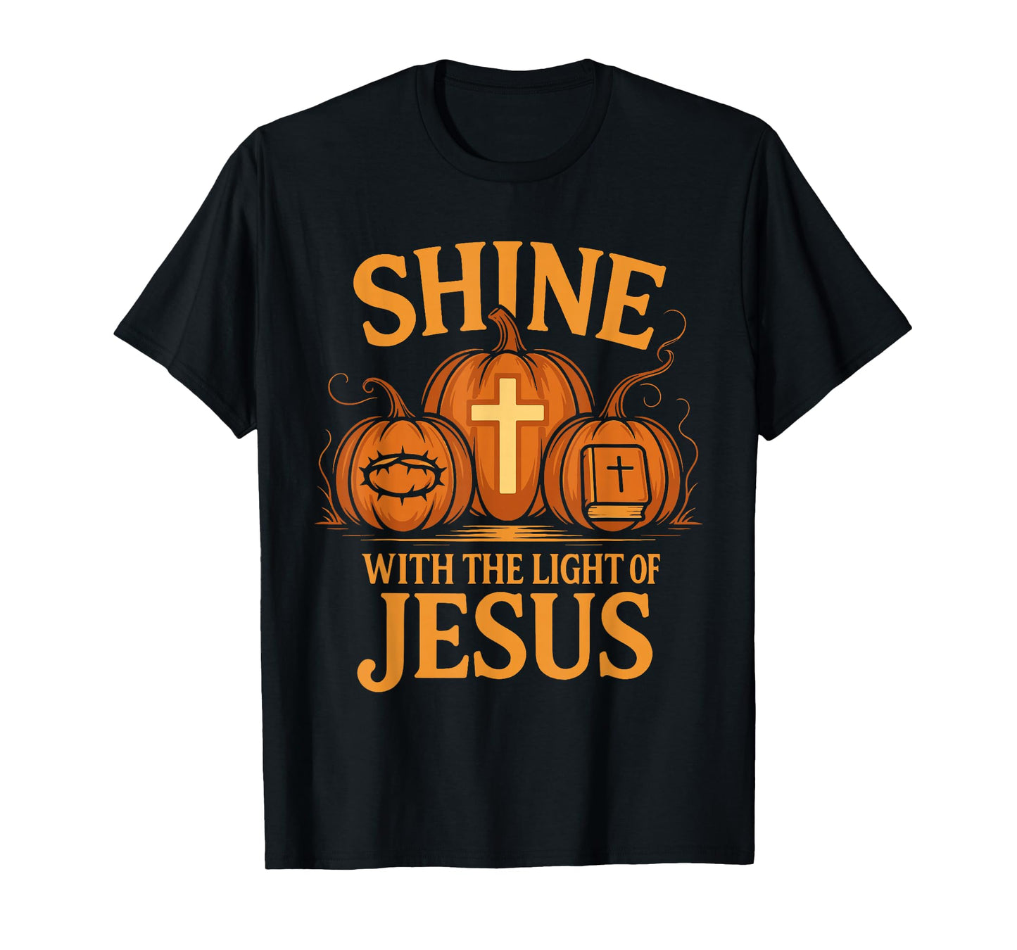 Shine with The Light of Jesus Christian Halloween Pumpkin T-Shirt
