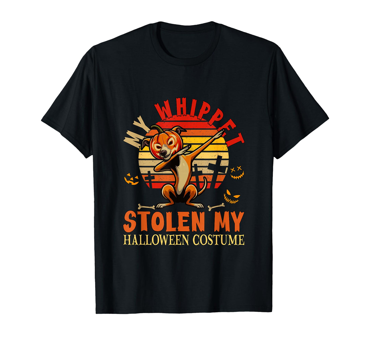 Whippet Stolen My Halloween Costume Dog Carved Pumpkin T-Shirt