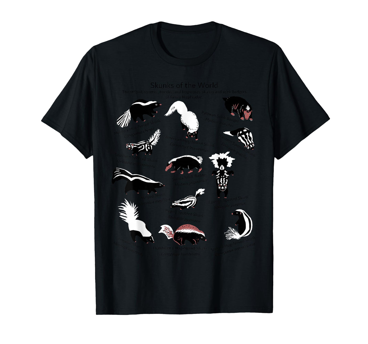 Skunks of the World: Species of Mephitidae T-Shirt