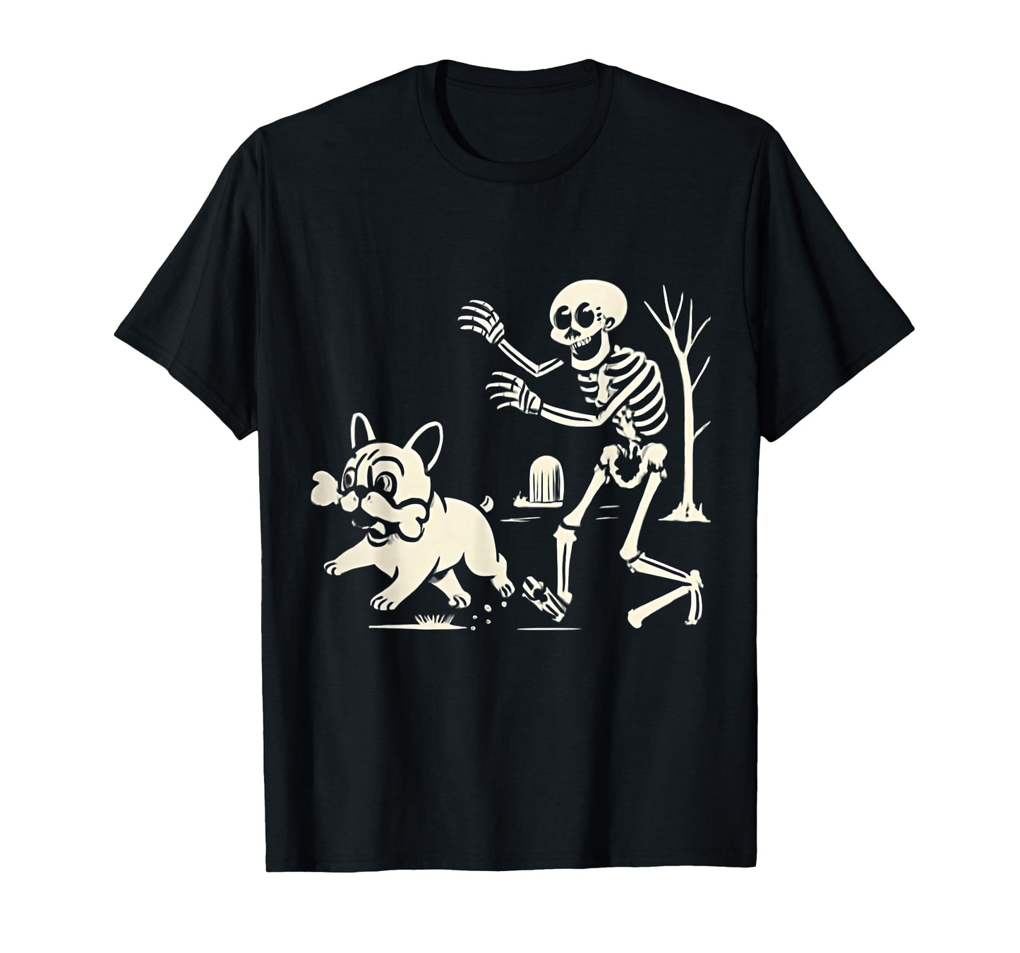 Funny Halloween French Bulldog Skeleton Spooky Season T-Shirt