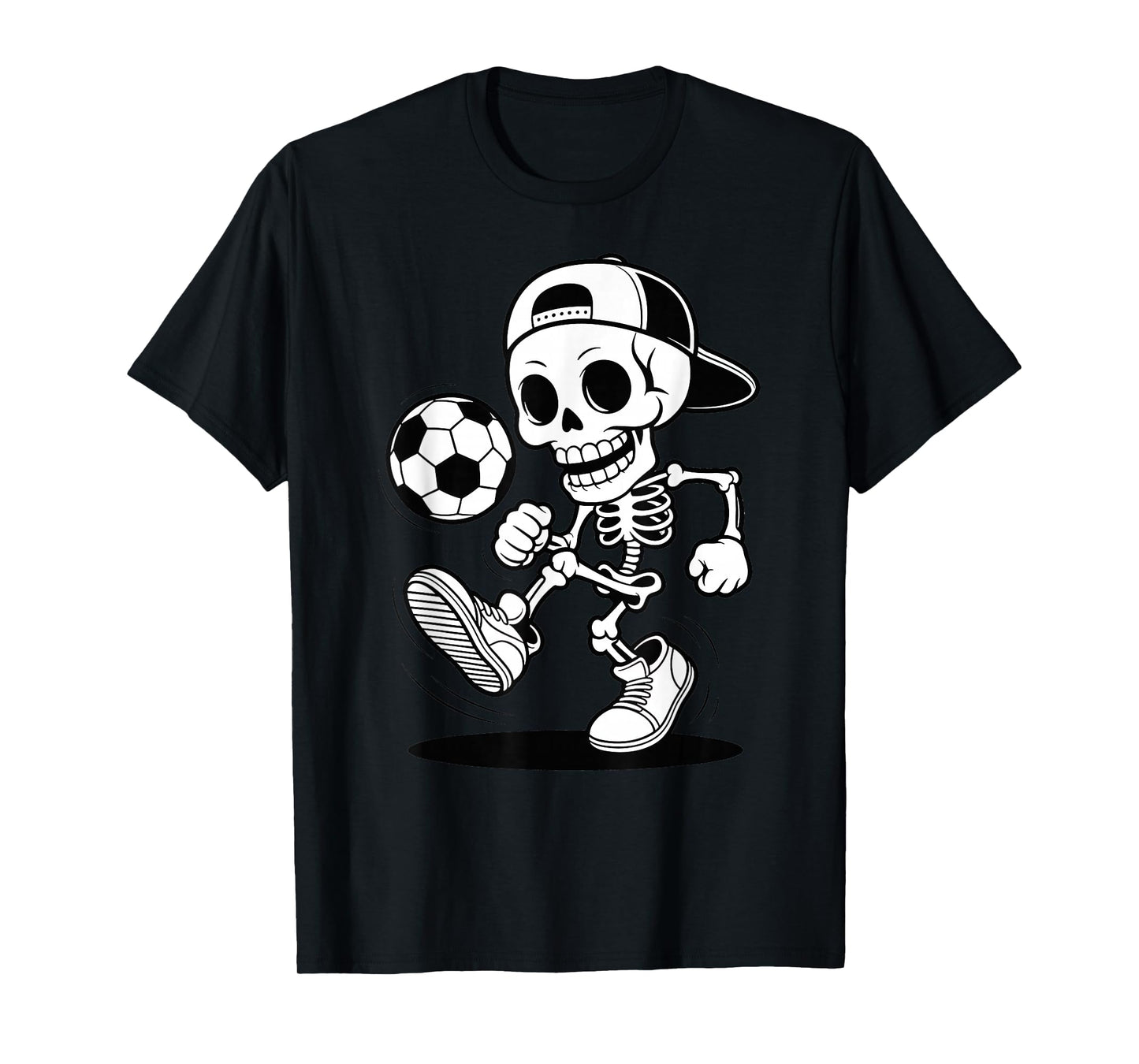 Soccer Skeleton Skull Player Kicking Ball Halloween T-Shirt
