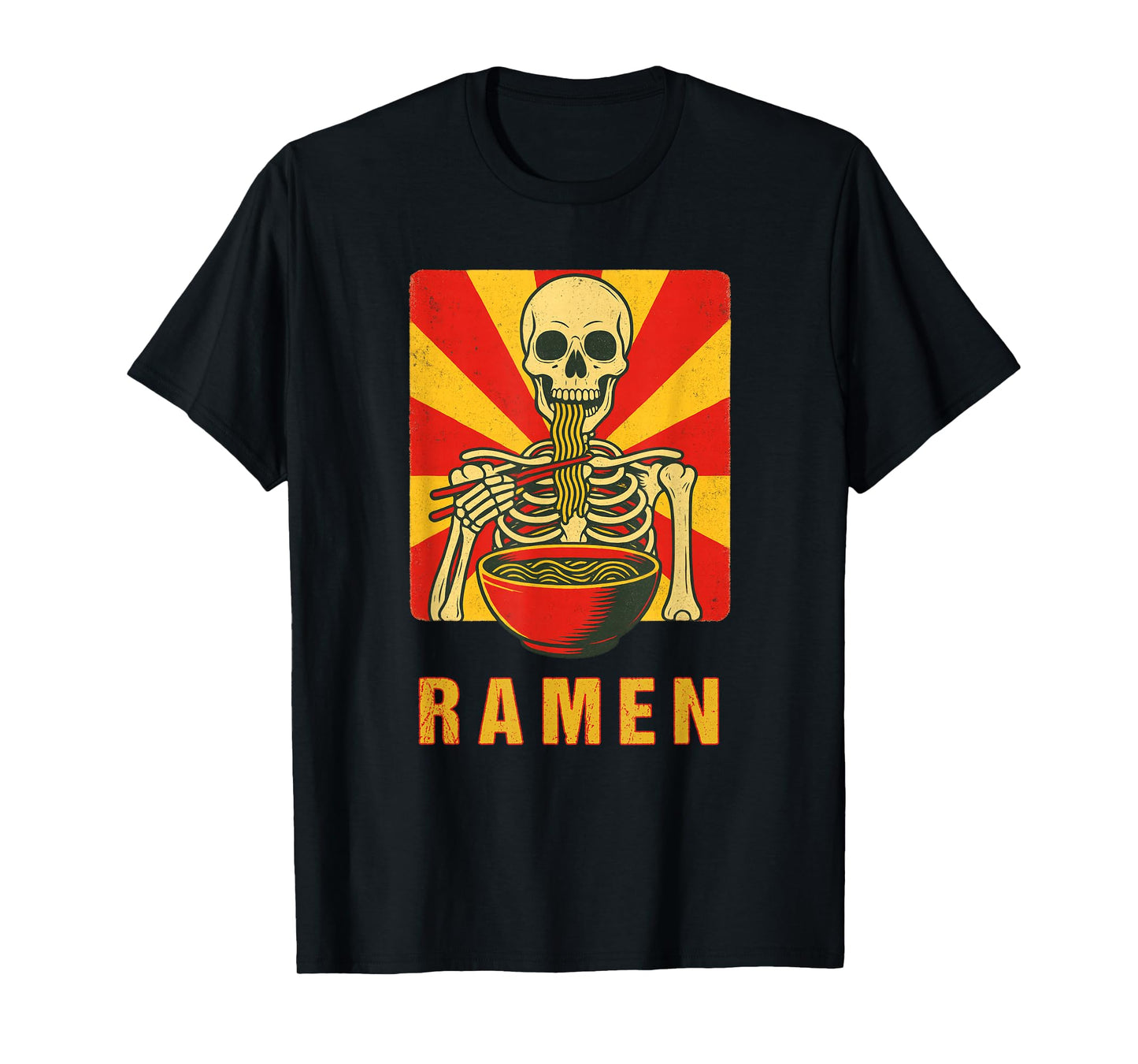 Halloween Skeleton Ramen Noodles Retro Japanese Goth T-Shirt