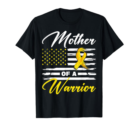 Mother Of A Warrior USA Flag Ewing Sarcoma Cancer Awareness Women Kids Men T-Shirt