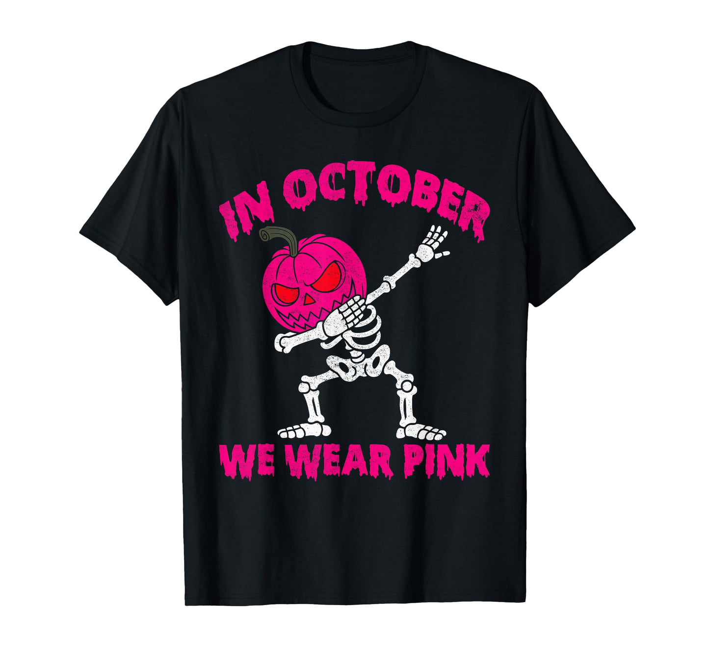 in October We Wear Pink Breast Cancer Pumpkin Halloween Boys T-Shirt