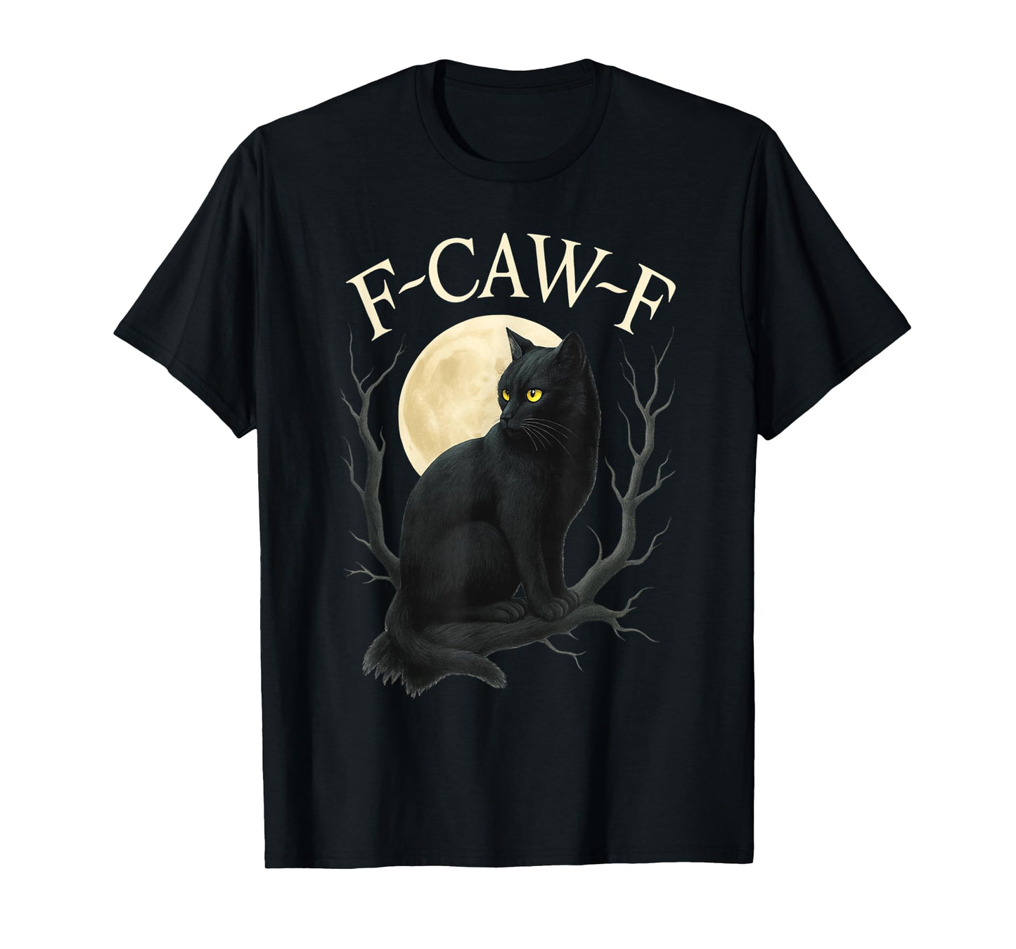 Retro F-Caw-F Black Cat Funny FCAWF Cats Meme Bird Cawing T-Shirt