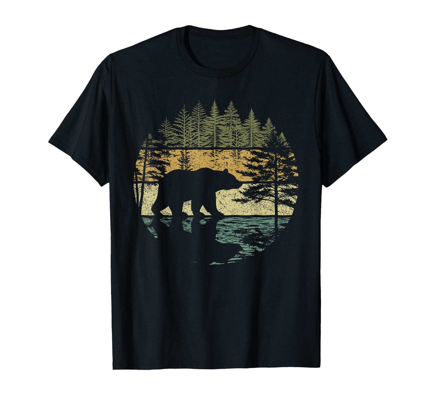 Retro Forest Bear Outdoors Nature Women Men Vintage Graphic T-Shirt