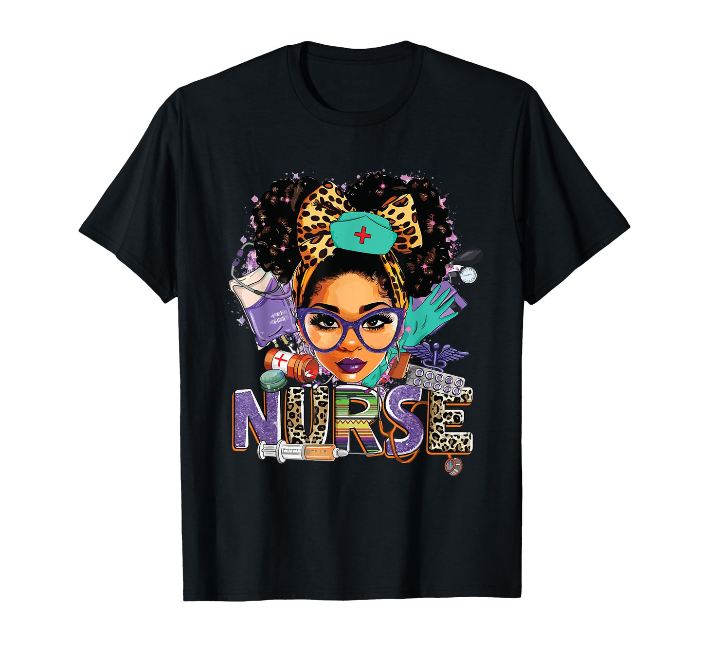 Black Strong Nurse Afro Love Melanin African American Women T-Shirt