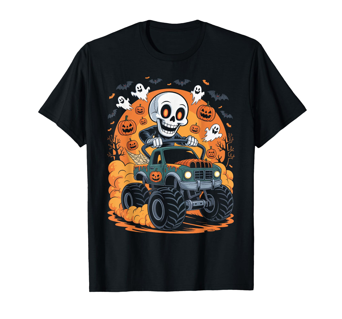 Halloween Skeleton Monster Truck Spooky Ride T-Shirt