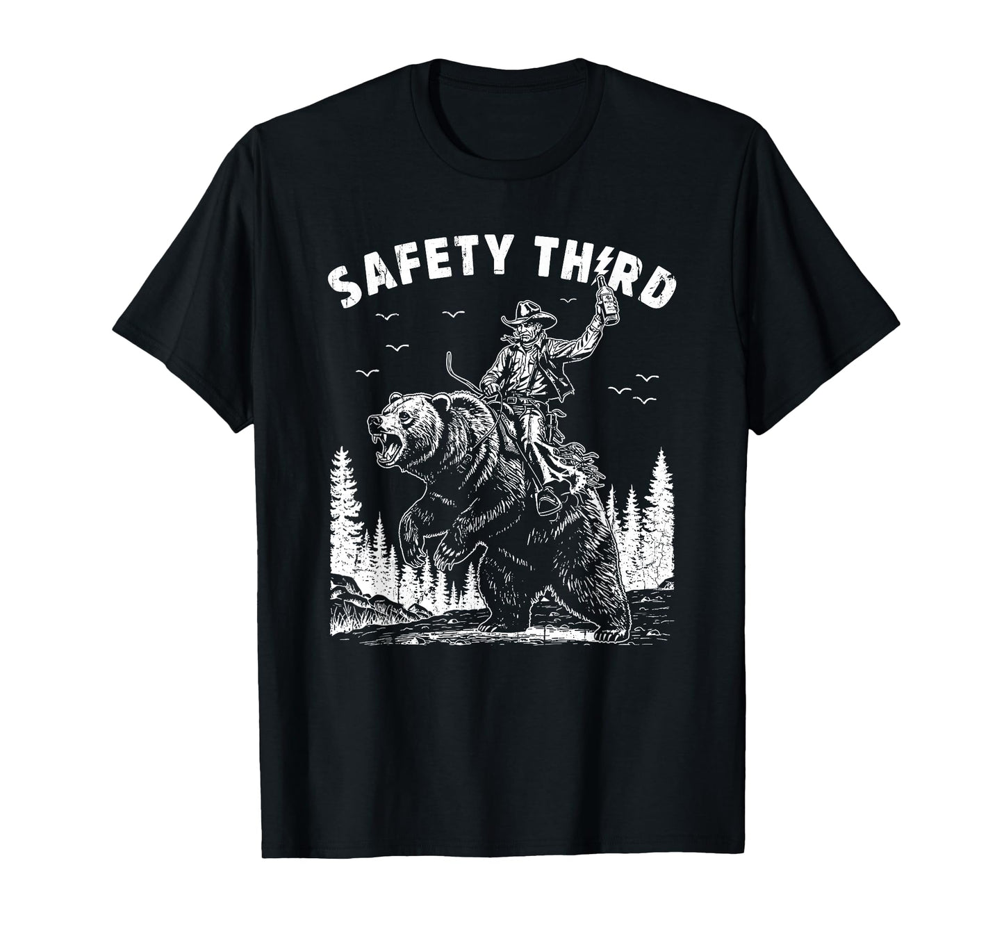 Safety Third, Funny Guys, Grizzly Bear, Cowboy Western T-Shirt