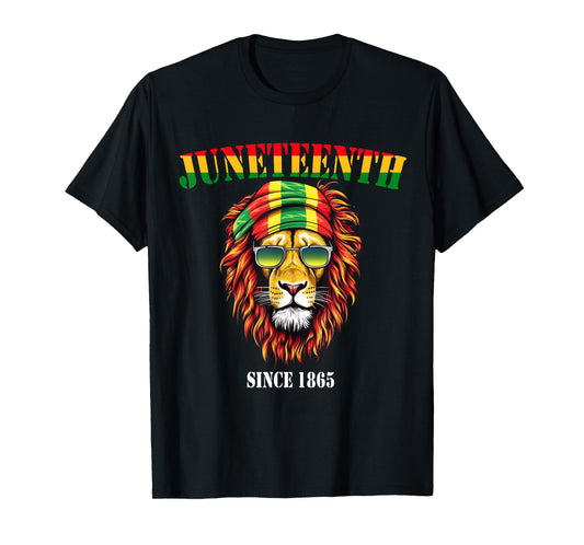 Awesome Lion Juneteenth Cool Black History June 19 2025 Flag T-Shirt