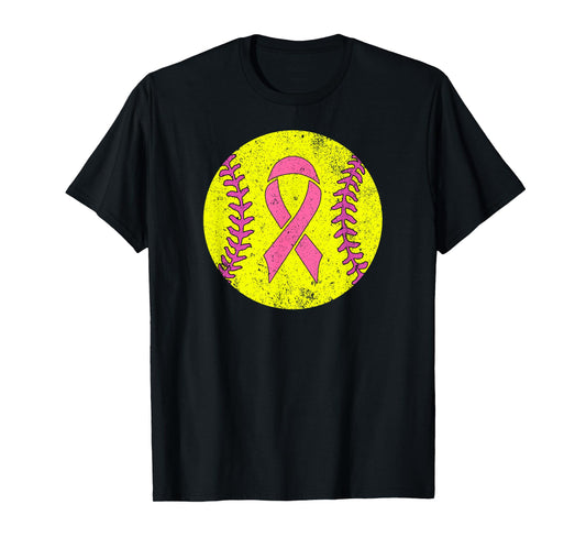Softball Player Pink Ribbon Breast Cancer Awareness Costume T-Shirt