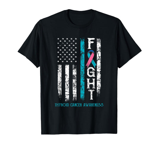 Thyroid Cancer Warrior US Flag T-Shirt
