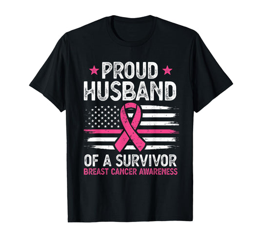 Proud Husband Of Survivor Breast Cancer Awareness Supporter T-Shirt