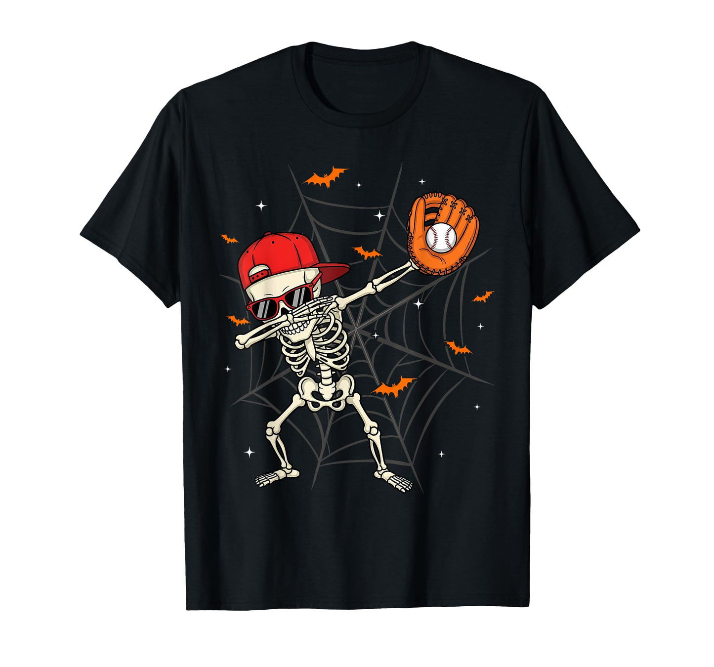 Vintage Fun Dabbing Skeleton Baseball Player Halloween Dab T-Shirt