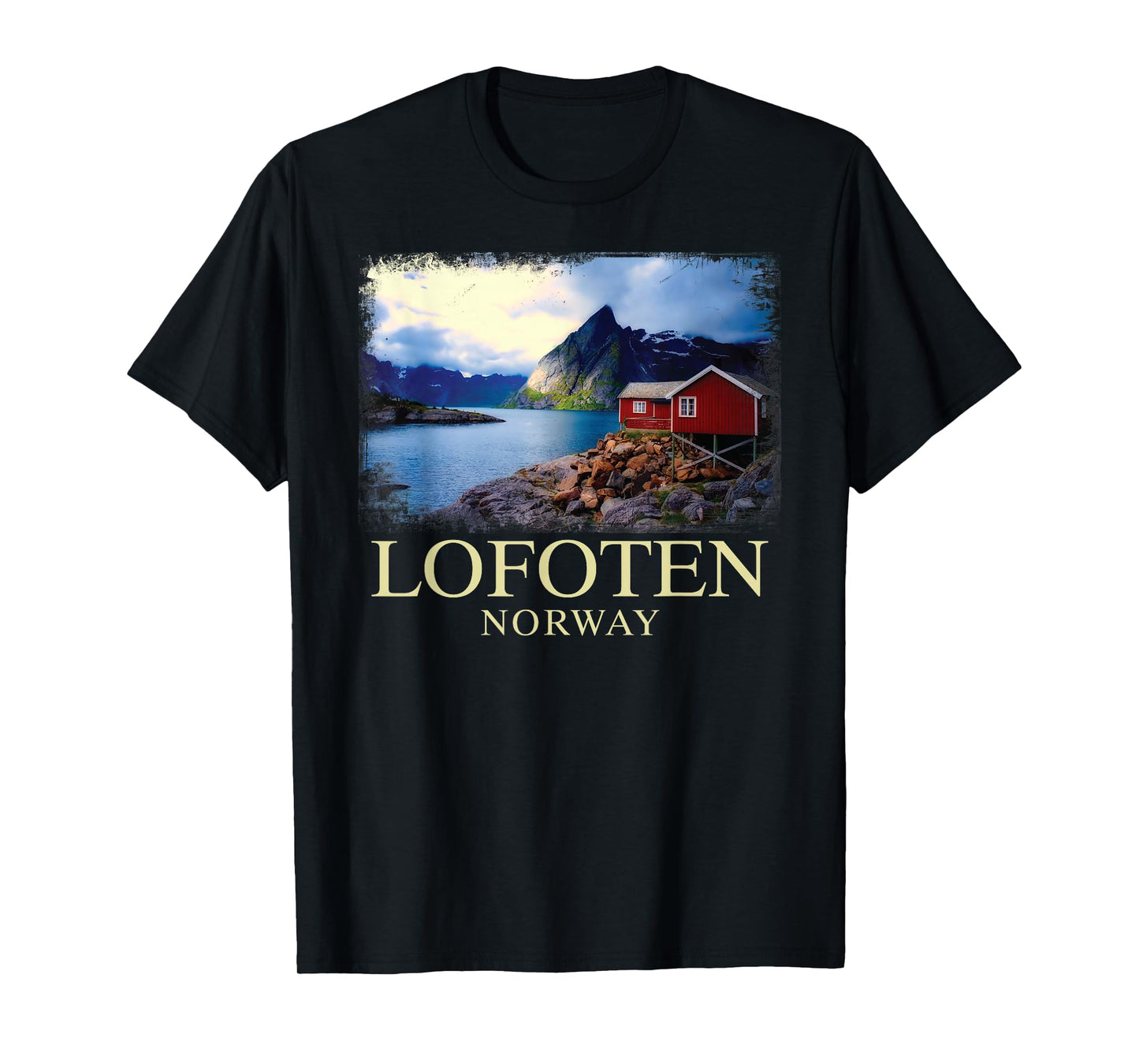 Lofoten Norway Cabin Nordic Fjord Bergen Northern Lights T-Shirt