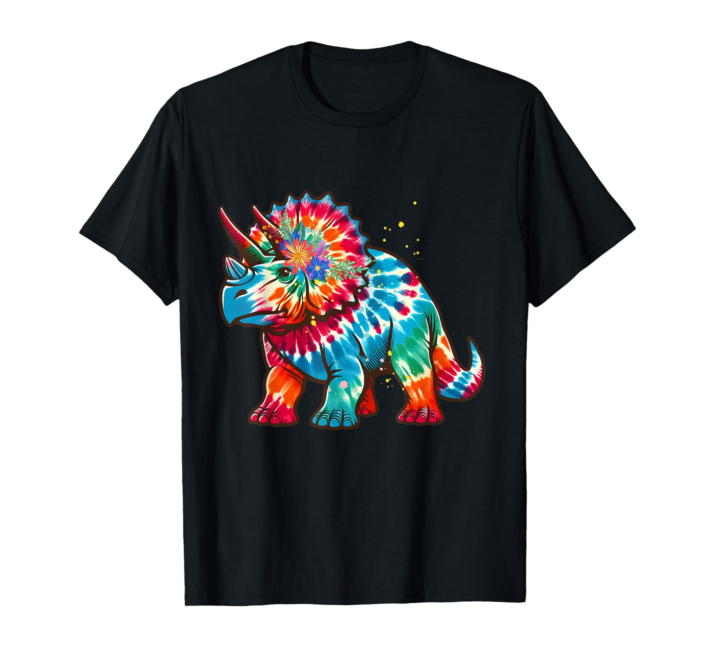 Tie Dye Color Triceratops Tie Dyed Dinosaur Prehistoric Dino T-Shirt