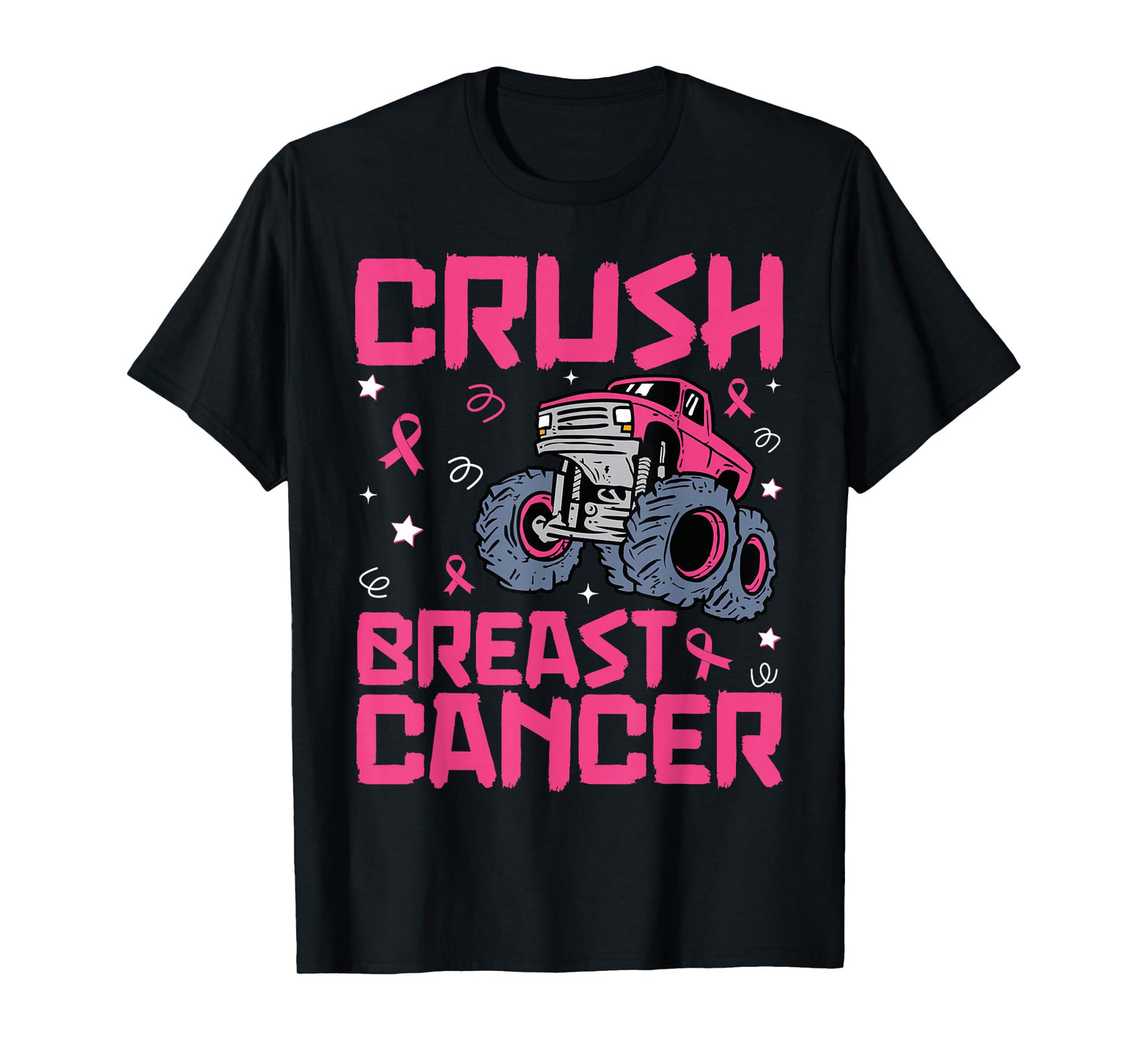 Crush Breast Cancer Awareness Monster Truck kids Boys Girls T-Shirt