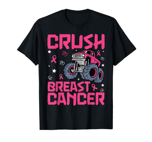 Crush Breast Cancer Awareness Monster Truck kids Boys Girls T-Shirt