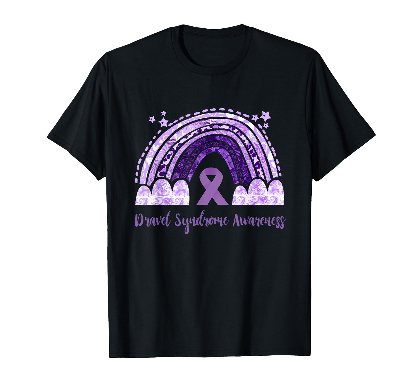Dravet Purple Ribbon Dravet Syndrome Awareness Rainbow T-Shirt