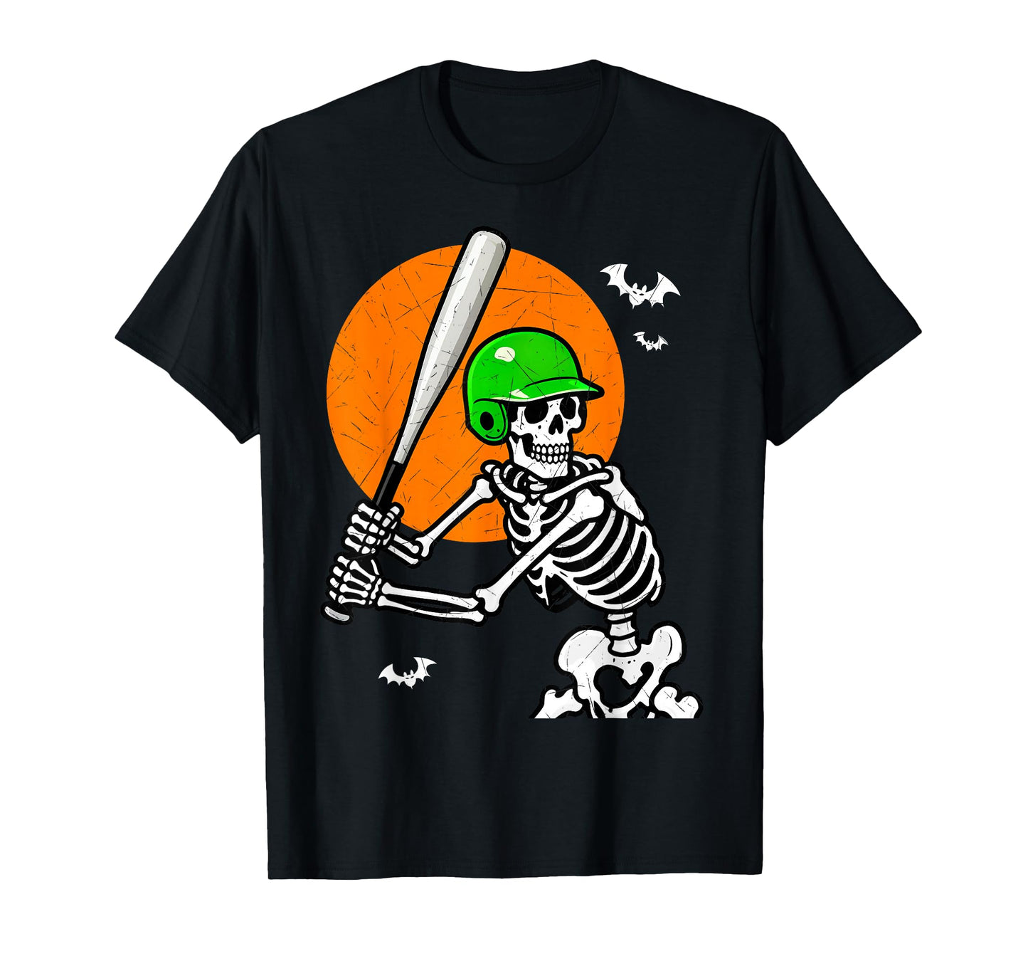 Skeleton Baseball Player Halloween Batter Spooky Season Fall T-Shirt