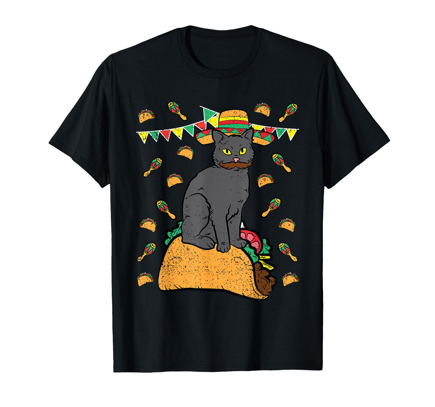 Cat Sitting Taco Cinco De Mayo Mexican Food Fiesta Party T-Shirt