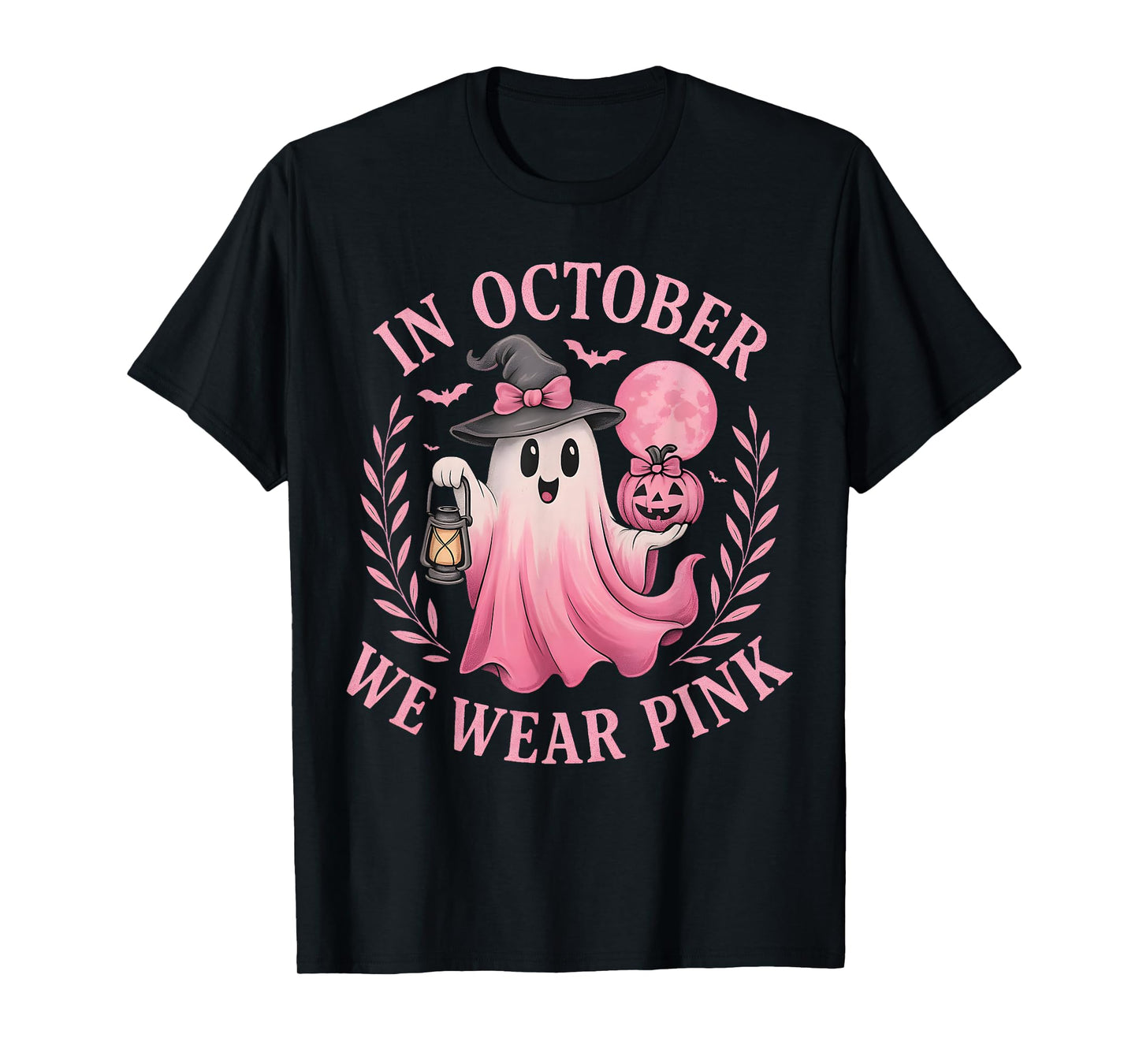 In October We Wear Pink Breast Cancer Awareness Halloween T-Shirt