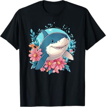 Cute Shark With Flowers I Shark T-Shirt