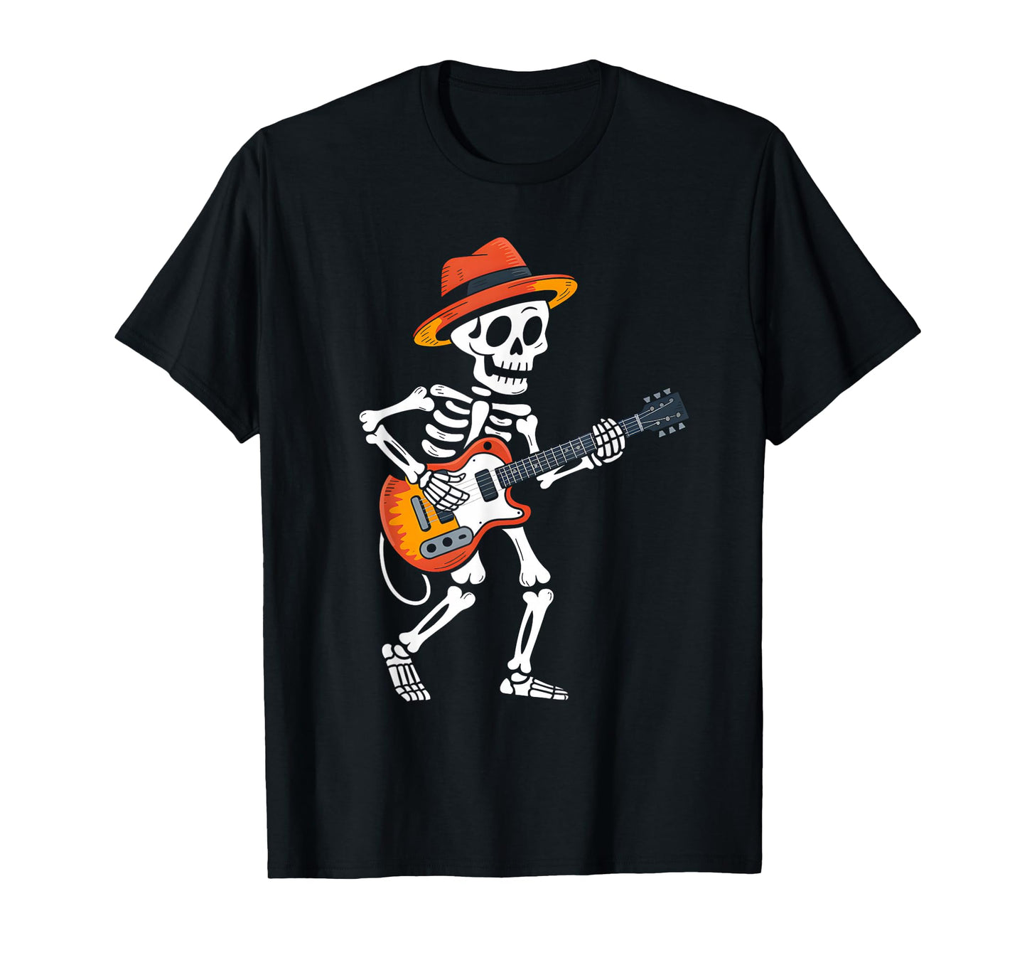 Skeleton Playing Electric Guitar Rock Halloween Men Boys Kid T-Shirt