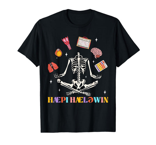 Speech Therapy Therapist SLP Spooky Skeleton Halloween Funny T-Shirt