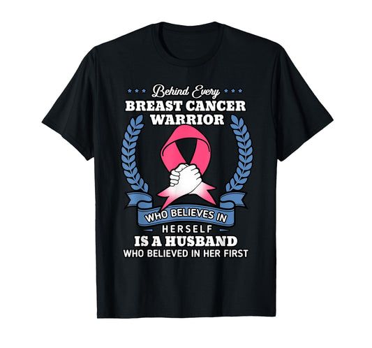 Husband Of A Warrior Breast Cancer Shirt Fight Chemo Gift T-Shirt