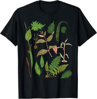 Vintage Botanical Flower Fern Leaf Green Plant Botany T-Shirt