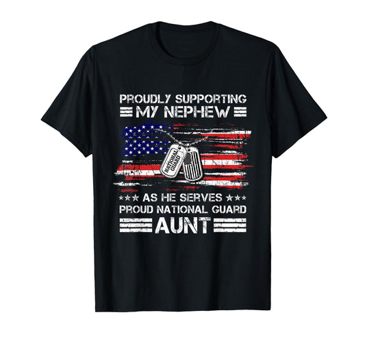 Proud National Guard Aunt American Flag Veteran Military T-Shirt