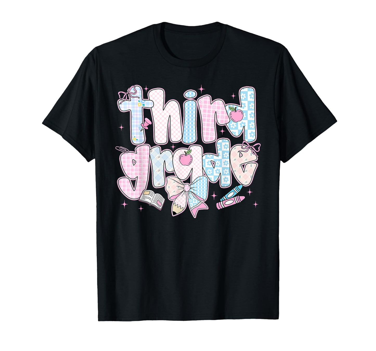 Back To School Third Grade Coquette Pencil Bow First Day T-Shirt