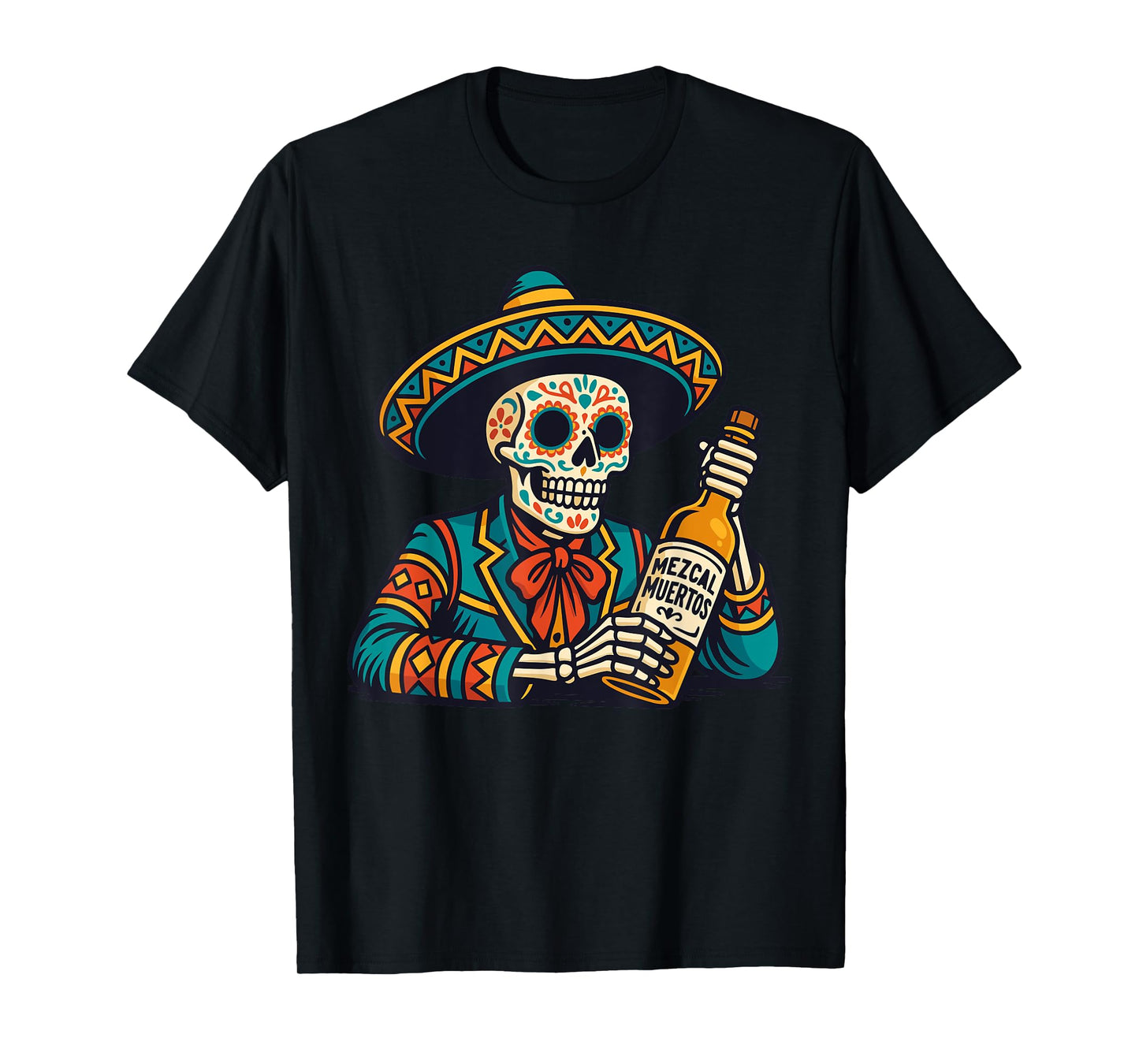 Dia De Los Muertos Sombrero Tequila Costume Mexican Skeleton T-Shirt