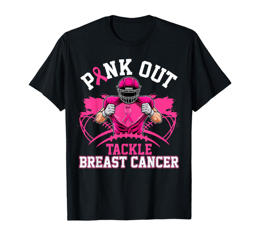 Pink Out Tackle Breast Cancer Awareness American Football T-Shirt