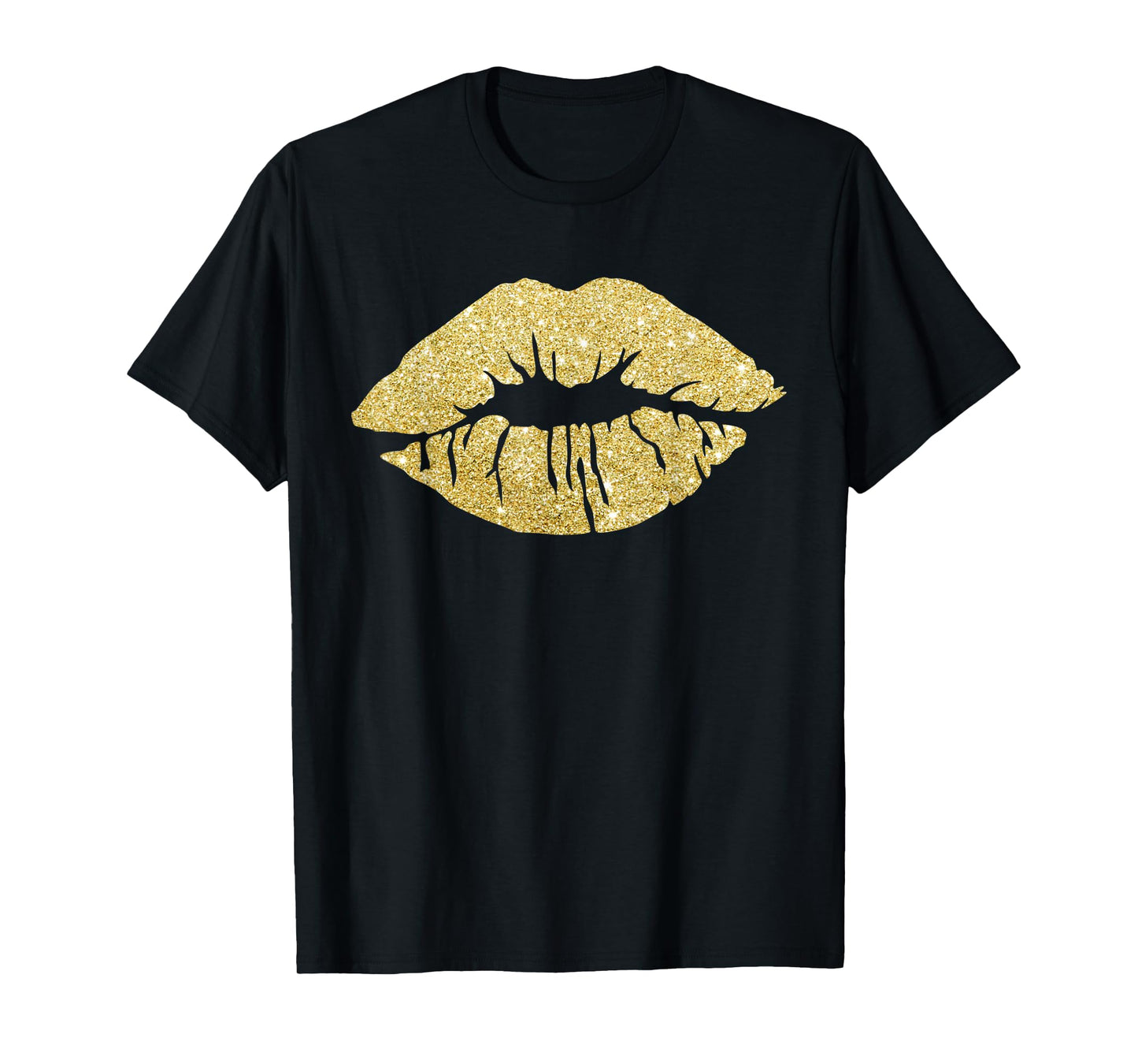 Women's Kiss Lips Gold Lips Gold Lipstick Gold Kiss T-Shirt
