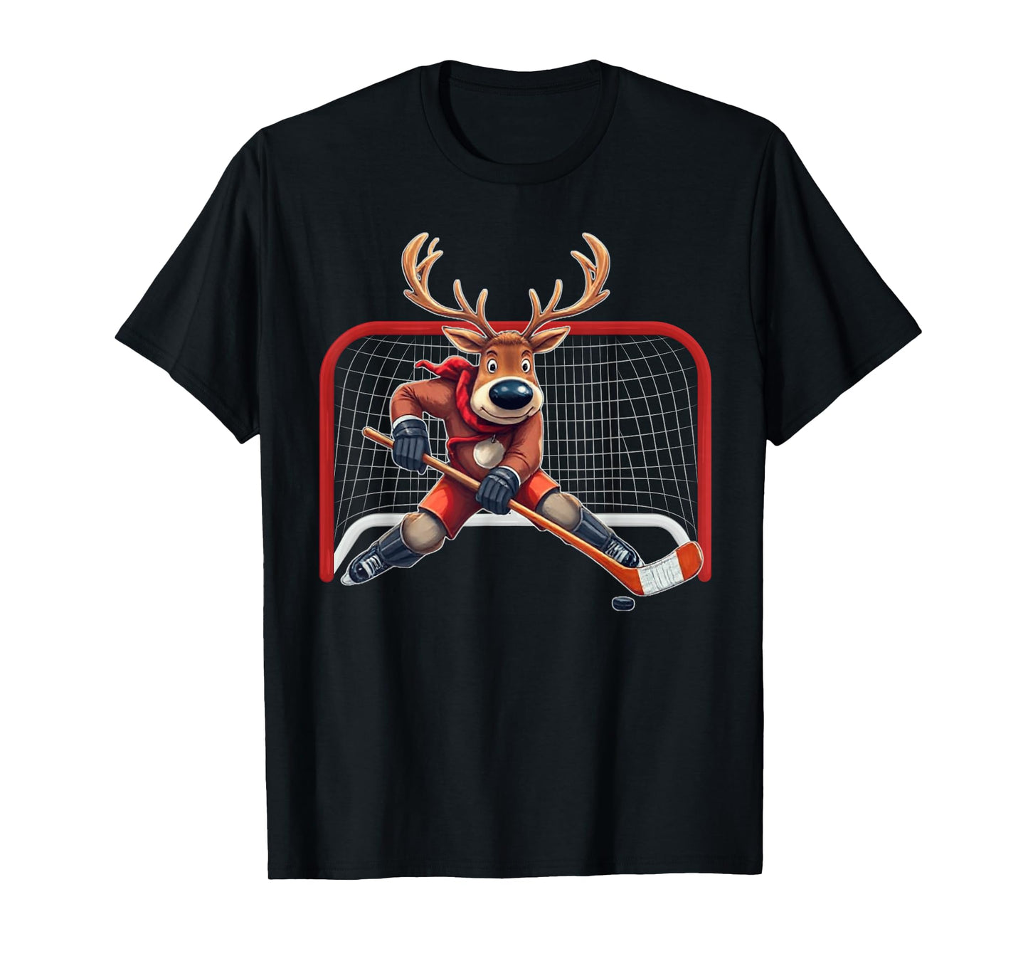Reindeer Ice Hockey Goalie Funny Christmas Xmas Costume T-Shirt